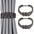thumbnail image 1 of 2 Pack Strong Magnetic Curtain Tiebacks Upgrade Nordic Simple Style Drape Tie Backs Double Color Weave Rope Knot Decorative Curtain Holdbacks for Home & Office Window Drapery, 1 of 7