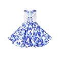 thumbnail image 1 of Robe Fille Bleu Fleur Poupée Costume Surprise Fête Robe Évasée 8 Ans, 1 of 5
