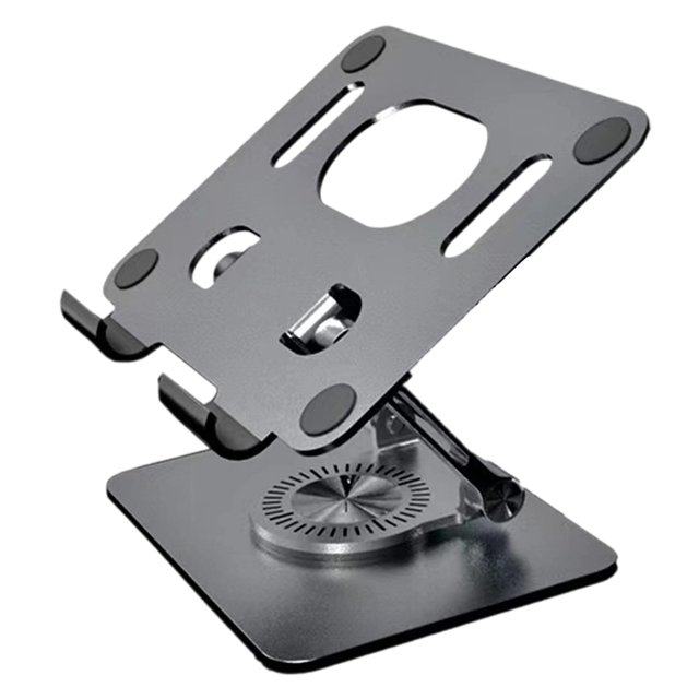 Support d'Ordinateur Portable Rotatif avec Base Pivotante à 360° Ergonomique, Hauteur Réglable, Conception Pliable pour un Support Stable pour Bureau, Tablette et Ordinateur