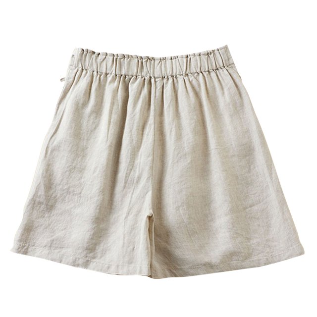AherBiu Lounge Shorts for Women Cotton Linen Elastic High Waisted Wide Leg Summer Lightweight Shorts