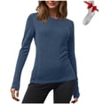 thumbnail image 1 of Yuyuzo Chandails à Manches Longues pour Femmes, Couche de Base Thermique Légère, T-Shirts à Col Rond, Hauts Chauds et Confortables avec Chaussettes, 1 of 7