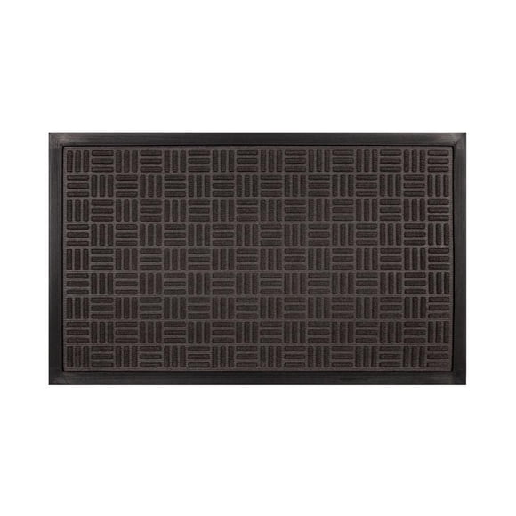 Mainstays Heavy-Duty Rubber Back Textured Surface Water-Resistant 18x30 Doormat, Basketweave, Dark Charcoal Gey, Ideal for Door Entrance, Garage, Mudroom and Patio