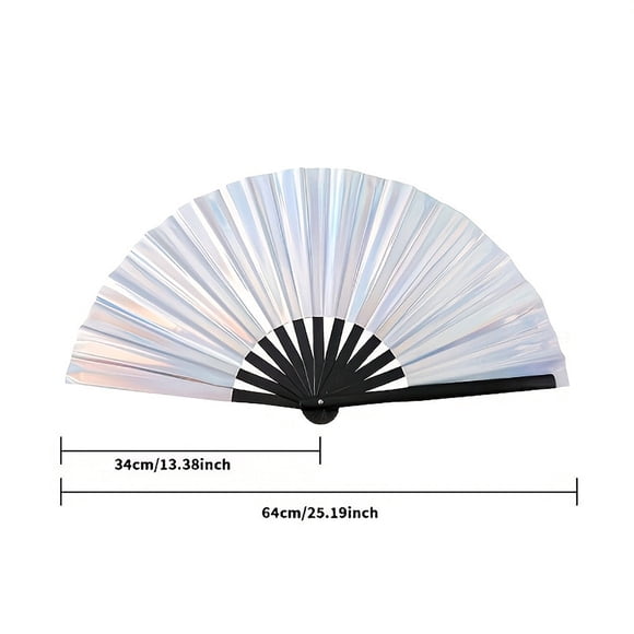 PRETXORVE Handheld Dance Fan Colorful Fan Reflective Fabric Folding Fan 13in