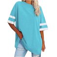 thumbnail image 1 of Chandails à Manches Courtes pour Femmes T-Shirts Surdimensionnés pour Femmes T-Shirts Amples Demi-Manches Col Rond Hauts Color Block Tuniques T-Shirts Surdimensionnés pour Femmes Hauts à Demi-Manches pour Femmes, 1 of 6