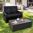 thumbnail image 4 of Costway Causeuse de Patio en Rotin Ensemble Lit de Jour Salon Ottomane de Rangement Tables d'Appoint Ajustable Noir, 4 of 10