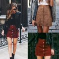 thumbnail image 5 of Jupe Courte Mini Preppy pour Femmes, Taille Haute, à Lacets, en Cuir Suédé, avec Poches, UK, 5 of 5