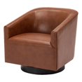 thumbnail image 1 of Gaven Caramel Faux Leather Wood Base 360 Degree Swivel Accent Chair, 1 of 8