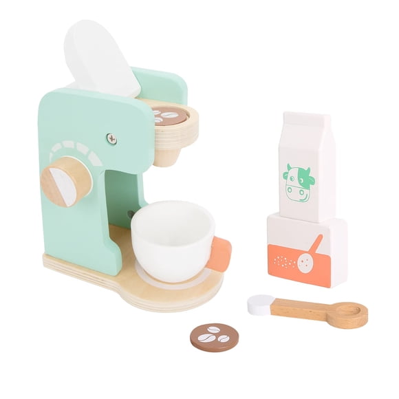 TOOKYLAND Wooden Coffee Maker Set Kids Toy Coffee Maker and Cups, Coffee Machine Toy for Kids Age 3+ Wooden Play Kitchen Set with Accessories