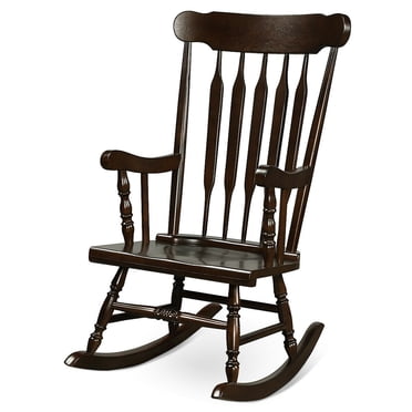 Gymax Chaise Berçante en Bois Fauteuil Berçant Simple Intérieur Jardin Patio Cour Café