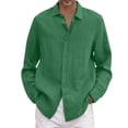 thumbnail image 1 of Kcodviy Homme Été Uni Décontracté Combinaison Homme Grande Taille Chemise Ample Costume Homme Combinaison Homme Col Rabattu Dragon Manches Longues Chemise à Manches Longues, 1 of 5