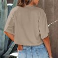 thumbnail image 4 of Fgnfyis T-Shirts Courts à Col Rond pour Femmes, Manches Courtes, Épaules Dénudées, Hauts Courts, T-Shirts pour Femmes, Kaki, G, 4 of 6