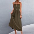 thumbnail image 3 of Robe Longue d'Été pour Femmes Robe à Bretelles Bouton Solide Décontractée Longue Robe d'Été Décontractée pour Femmes, 3 of 8