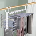 thumbnail image 3 of Purple 9 Bar Foldable Pants Hanger Adjustable Stainless Steel Clothes organizer for Closet Space Saving Storage Rack 13.07X9.45X6.22 Inches Stainless Steel Purple, 3 of 7