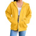 thumbnail image 1 of VINUSLI Womens Plus Hoodie Full Zip Solid Color Drawstring Lightweight Hoodies with Pocket Long Sleeve Fall Sweatshirt Yellow,XXL, 1 of 7