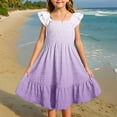 thumbnail image 4 of MIASHUI Robes pour Filles à Manches Volantées Extensibles, Coupe Trapèze Évasée, Robe d'École, Violet Pâle, 11-12 Ans, 4 of 5