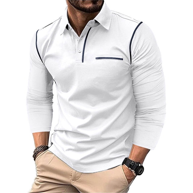 FAIWAD Men's Long Sleeve Shirts Casual Button Down Basic Golf Pullover Tops Lightweight Work Athletic T-Shirt
