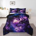 thumbnail image 2 of Erosebridal Couple Wolf Bedding Twin Comforter Set, Galaxy Floral Down Comforter, Romantic Animal Decor, Reversible, 2 of 7
