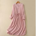 thumbnail image 4 of Gspmoly Robes d'Été pour Femmes, Robe Longue à Manches Longues à Col Rond en Mousseline et Maille Unie pour Femmes, Robes d'Été pour Femmes Économies, 4 of 8