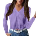 thumbnail image 2 of LOVZFMLL Cardigan pour Femmes Mode et Hiver Décontracté Manche Chandail Blouse Cardigan Uni, 2 of 8