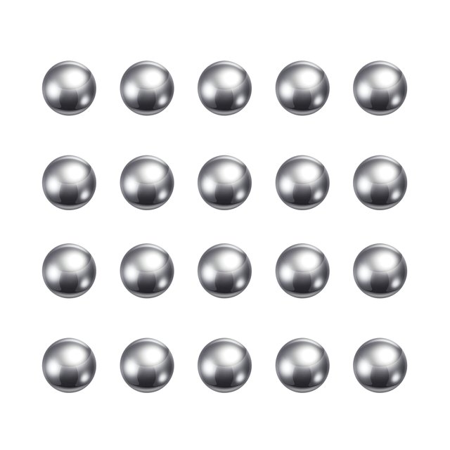 Unique Bargains Billes de Roulement en Acier Inoxydable 304 de 1/4 Pieds G100 de Précision, Lot de 100. une Disposition en Grille de Billes en Acier Inoxydable 304 Polies et Sphériques d'Un Diamètre de 1/4 Po, Conçues pour des applications Industrielles et de Consommation comme les Roulements à Billes, les Coulisses de Tiroir et les Mécanismes de Verrouillage. Ces Billes Résistantes à la Corrosion Conviennent à l'Entretien d'Équipement Ou aux Projets de Bricolage.