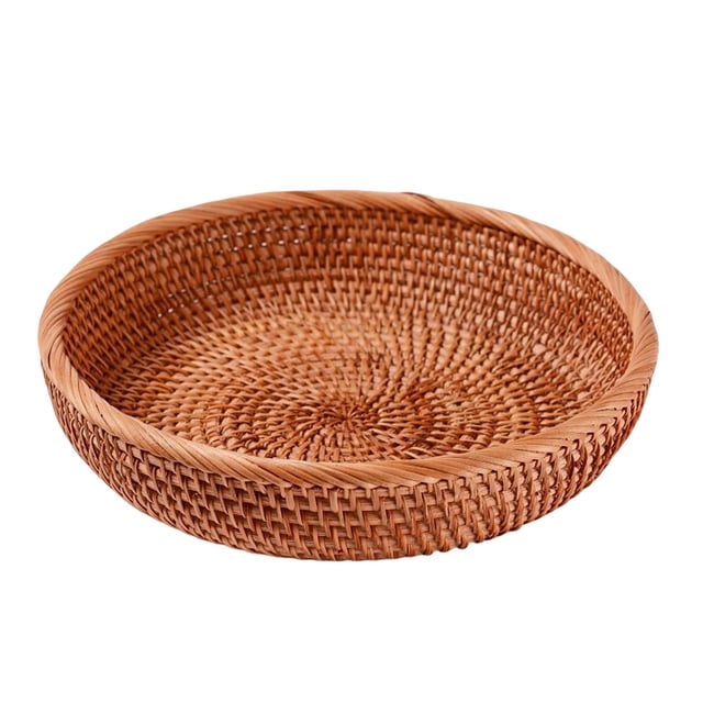 Wicker Bread Basket Round Handwove Wicker Fruit Basket for Home Fruit Wallet L