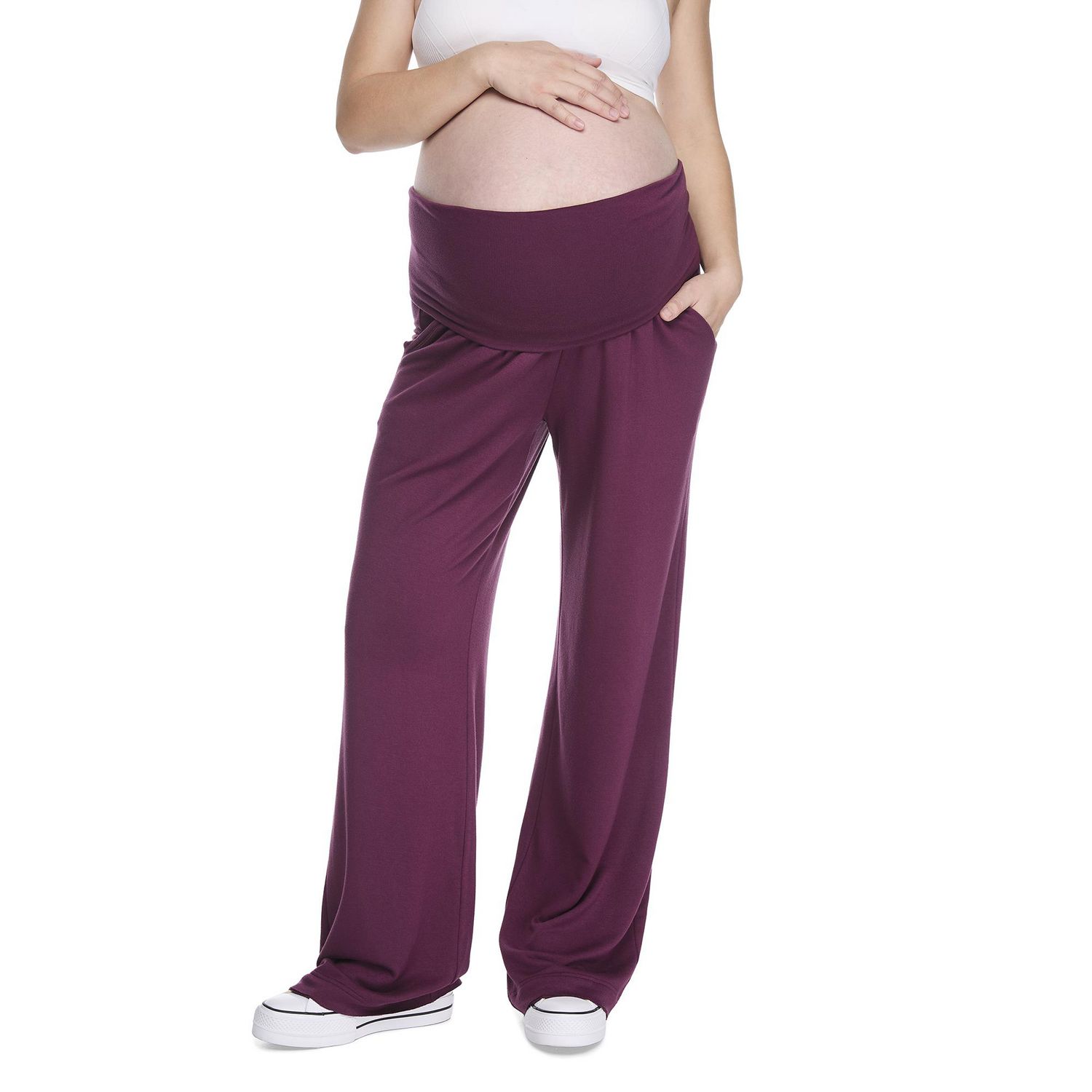 Pantalon de détente à jambe large par-dessus le ventre Paisley Sky Maternité