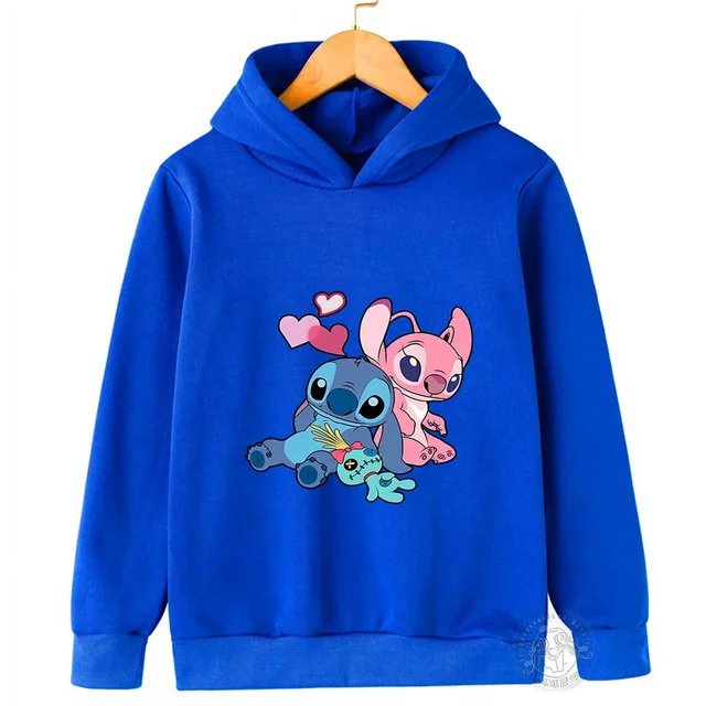 Printemps Automne Disney Stitch Mode de Rue Chandail en Molleton Garçons et Filles Chandail de Sport pour Enfants Extérieur à Capuche