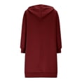 thumbnail image 4 of HAiming Womens over Size Solid Color Long Hoodie Jacket Casual Long Sleeve Drawstring Hooded Sweatshirt, 4 of 9