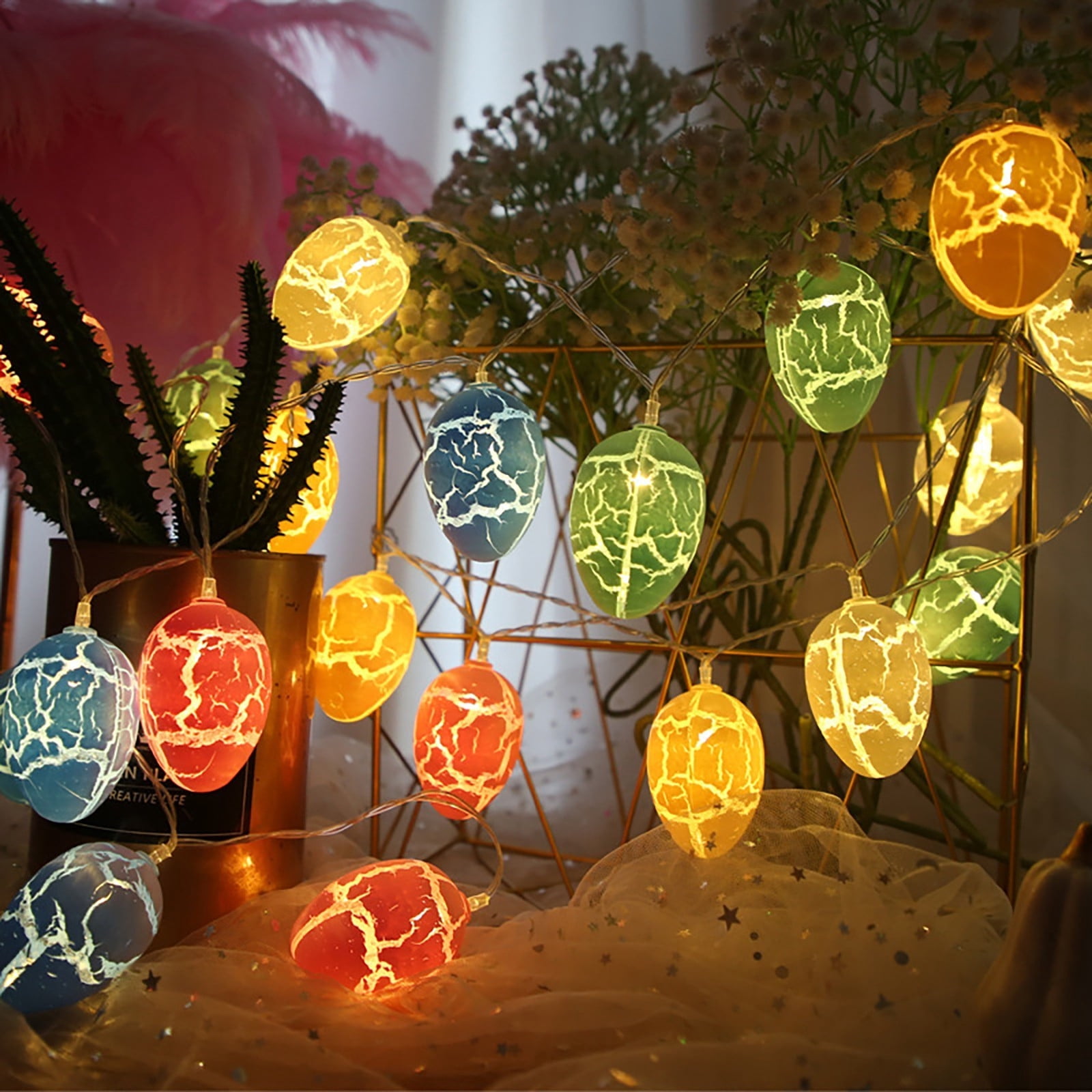 TOUMENY Easter LED String Lights, Battery Operated Party Decorations, Festive Home Decor for Easter Celebrations and Indoor Lighting