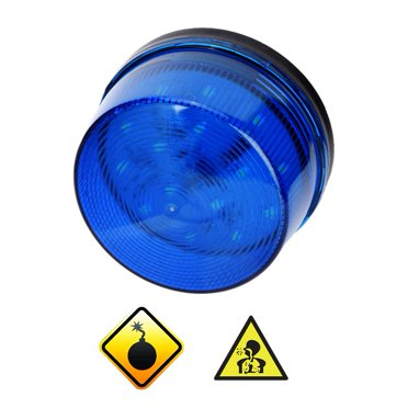 WALFRONT Balise Stroboscopique LED Bleue 12V Alarme d'Urgence Signal Clignotant Sans Son, Lampe d'Avertissement Signal, Lumière d'Alarme de Sécurité
