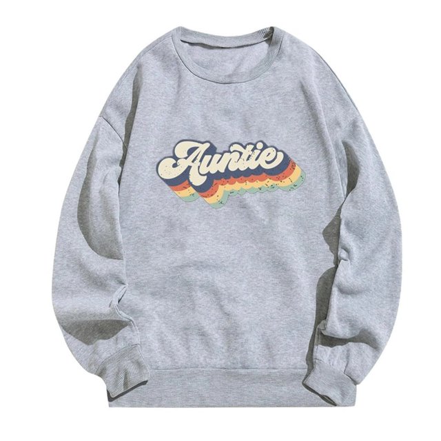 MesaSe T-Shirts Graphiques Décontractés à Manches Longues pour Femmes, Col Rond, Chandails en Molleton, Chandail-Over, Hauts pour Femmes