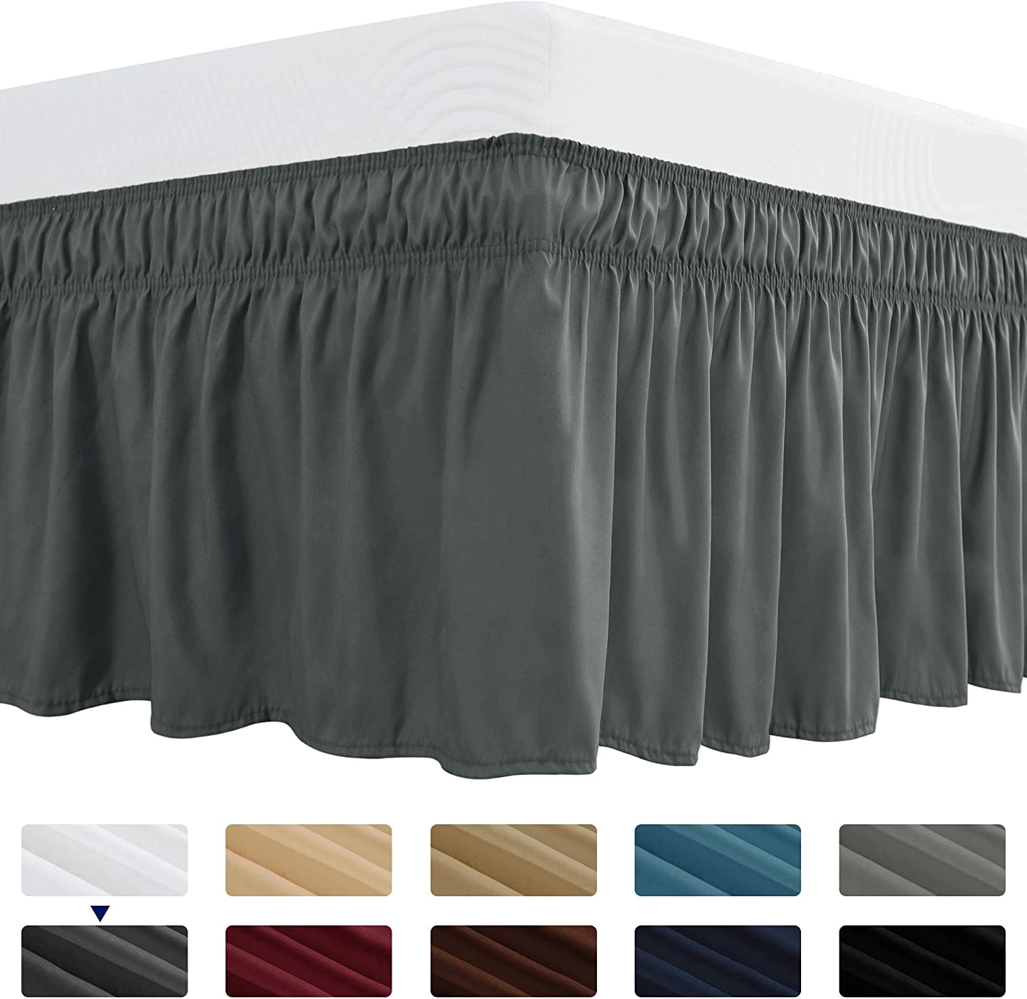 Subrtex Easy Fit Bed Skirts , Wrap Around Dust Ruffle with Long Tailored Drop