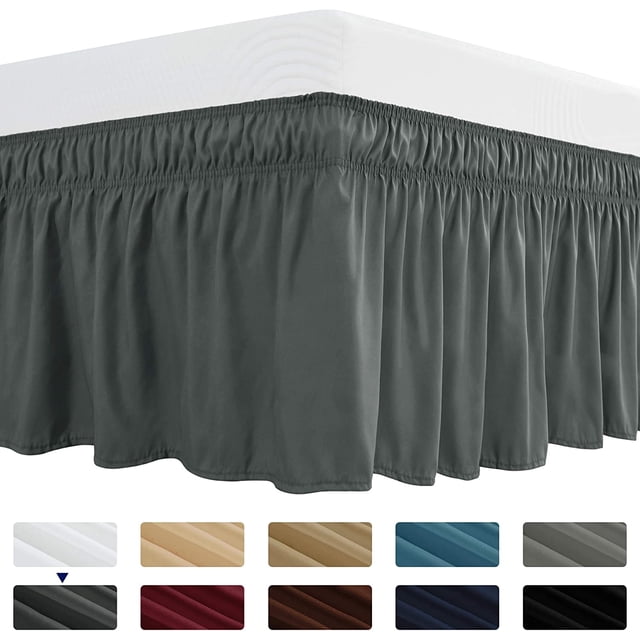 Subrtex Jupe de Lit à Ajustement Facile, Volant Anti-Poussière Enveloppant avec Long Tombé Ajusté
