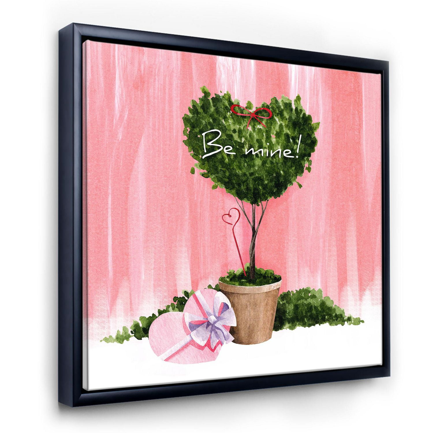 Designart Plante d'intérieur de la Saint-Valentin en forme de coeur ART MURAL À CADRE FLOTTÉ