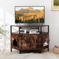 thumbnail image 4 of Gymax Corner Cat Litter Box Enclosure End Table w/ Open Shelf 2 Entries Double Doors Rustic Brown, 4 of 10
