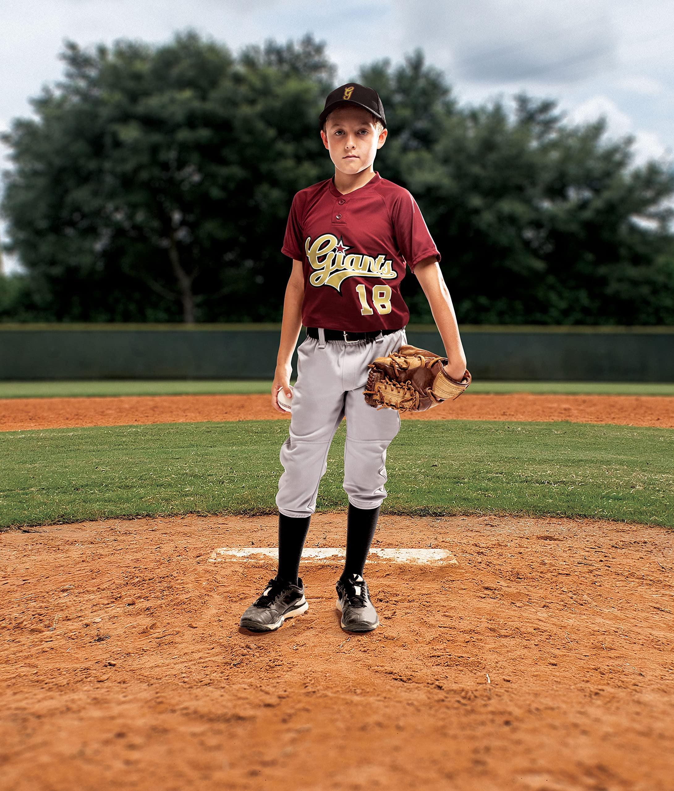 Augusta sportswear Boy's Attain Wicking Two Button Baseball Jersey