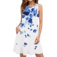 thumbnail image 2 of Ovzne Robes pour Femmes Robe pour Femme Décontractée Ample Été Imprimée Robe Sans Manches Col en V Haut/chemise Ensemble Robe de Printemps Imprimée Liquidation, 2 of 7