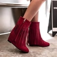 thumbnail image 1 of LSLJS Bottes Mode Femme Unies Femmes à Bout Pointu à Franges Talon Plat Bottes Chaussures, Bottines et Bottillons pour Femmes, Bottes pour Femmes, 1 of 5