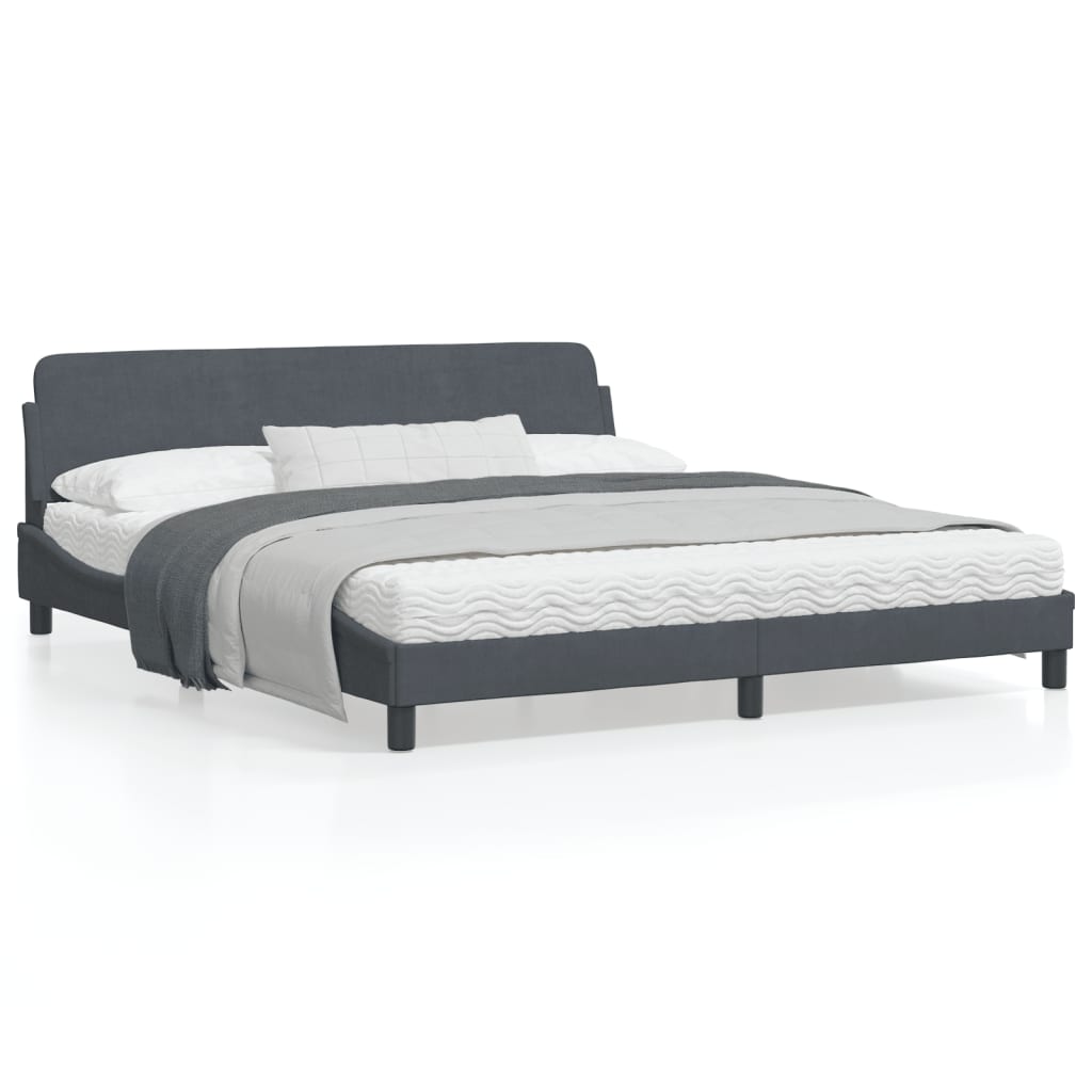 vidaXL Cadre de Lit avec Tête de Lit Gris Foncé 183x213 cm Velours