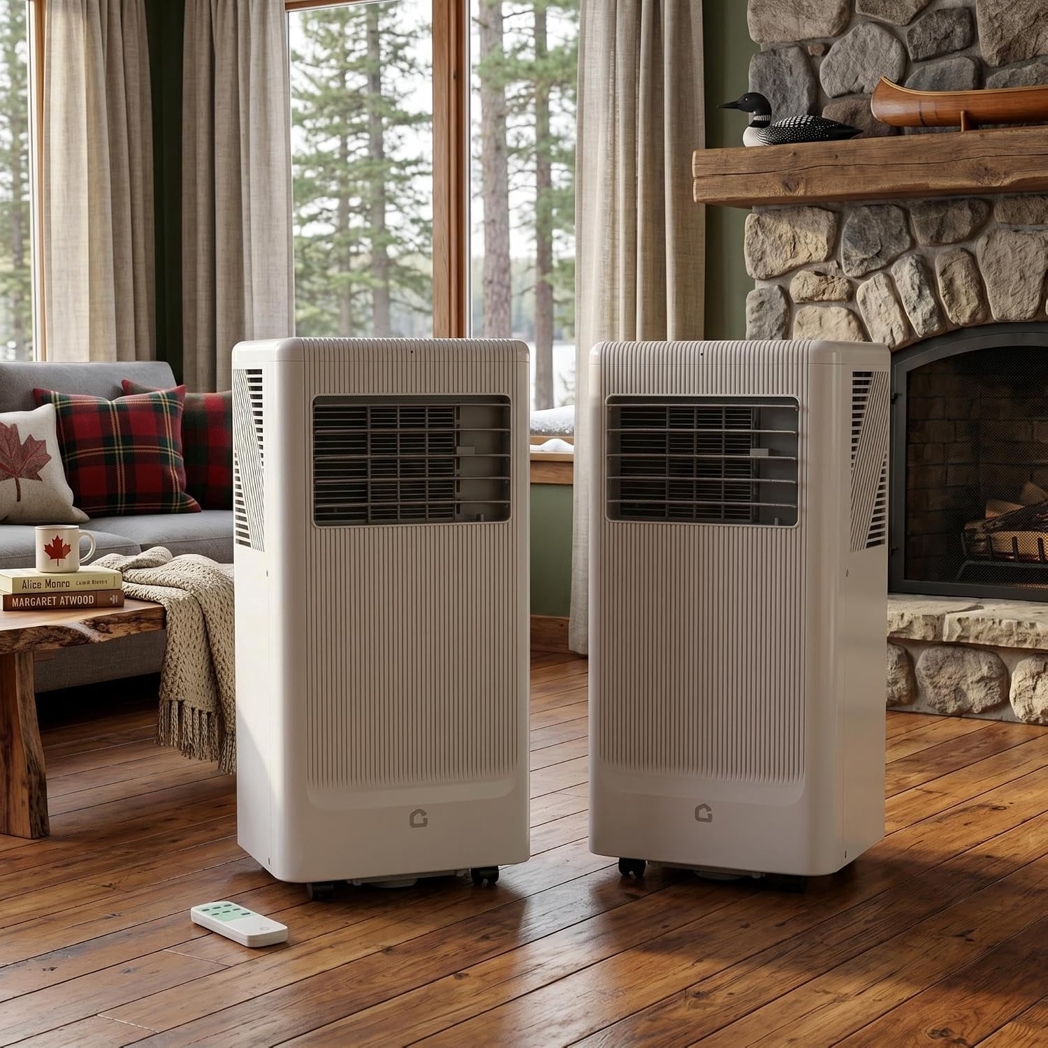 8000 BTU Room Air Conditioner 2-Pack, Office Portable AC Units, Cooling, Dehumidifier & Fan for Two Rooms Up to 350 Sq.ft Each, 48dB Quiet Sleep Mode, 24H Timer, Remote & Full Window Kits, Dark Grey