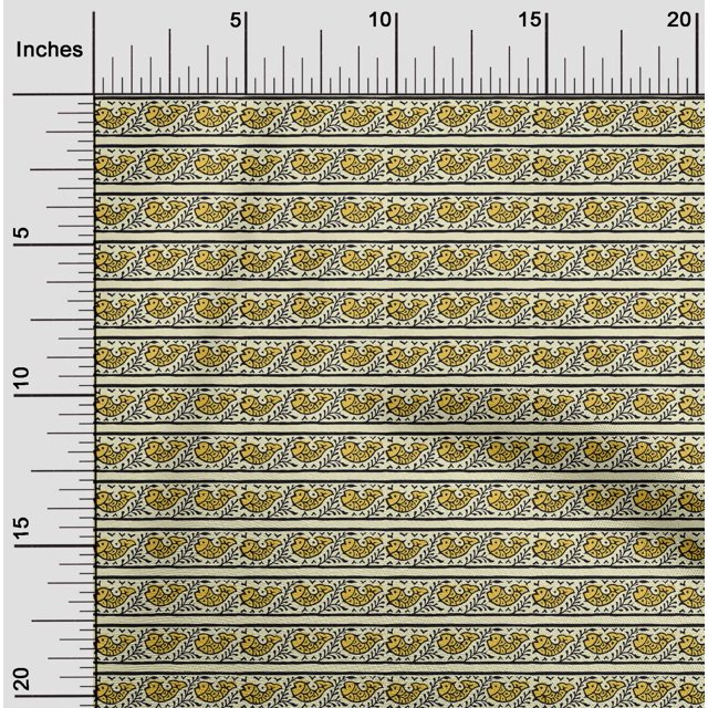 oneOone Polyester Lycra Fabric Leaves & Fish Block Decor Fabric Printed BTY 56 Inch Wide