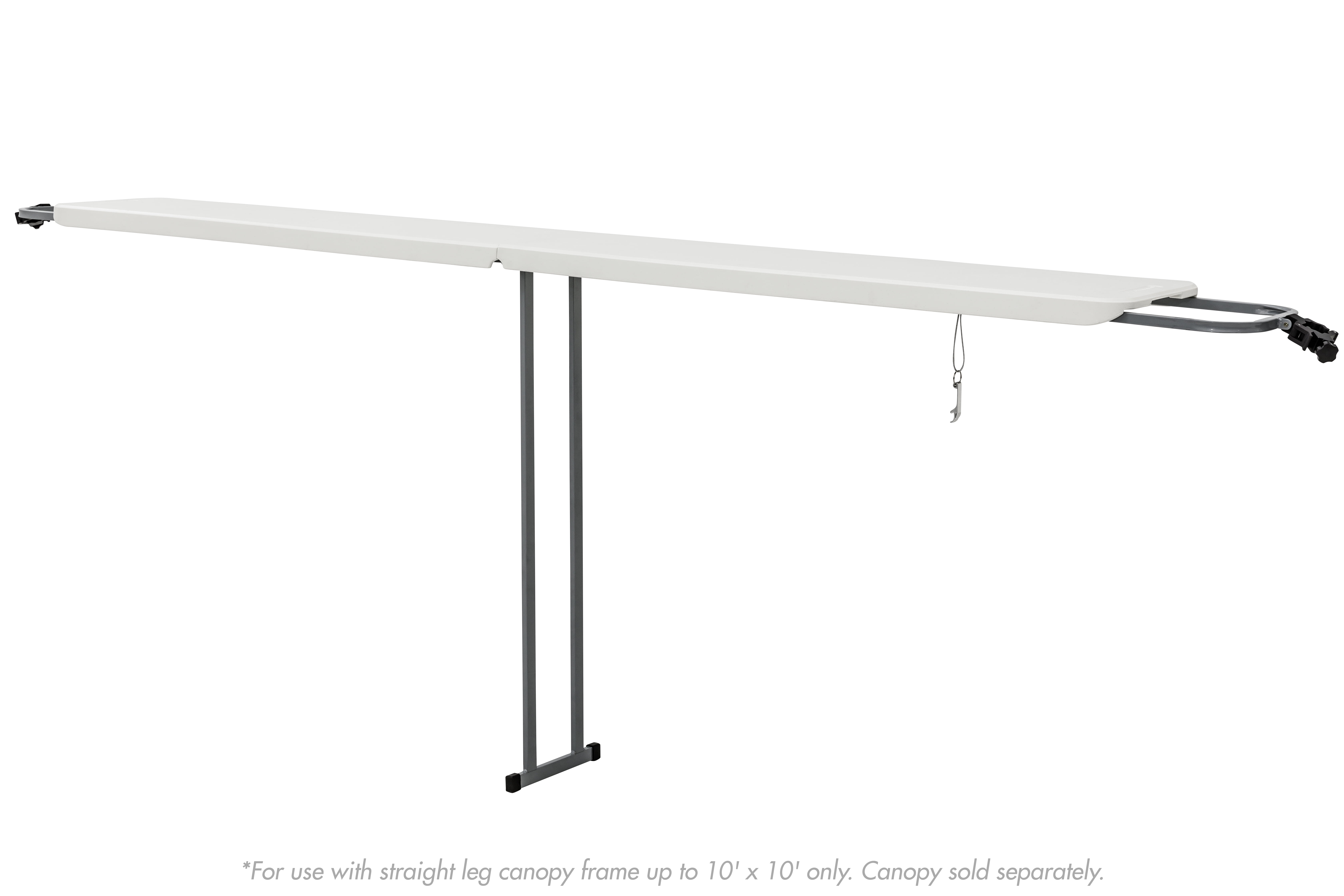 Table extensible de 8 pieds Ozark Trail, blanche, 92,5 po x 12 po x 39 po (H), table latérale pour auvent extérieure pour hayon avec décapsuleur, auvent non inclus