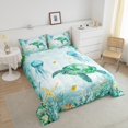 thumbnail image 4 of Erosebridal Green Sea Turtle Bedding Twin Comforter Set, Sea Fish Down Comforter, Watercolor Ocean Decor, Reversible 2pcs, 4 of 7