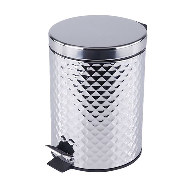 Jessar Poubelle à Pédale d'Une Capacité de 5 Litres, Dotée d'Un design en Acier Inoxydable Brossé en Forme de Diamant et d'Un Couvercle à Fermeture en Douceur. Cette Poubelle Argentée Comprend une Pédale pour un Fonctionnement Mains Libres et Est Idéale pour une Utilisation dans les Cuisines, les Salles de Bain Ou les Bureaux.