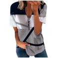 thumbnail image 1 of Birdeem Mode Femmes Été Col en V Manches Courtes Imprimé Fermeture Éclair T-Shirt Blouse Décontractée, 1 of 8