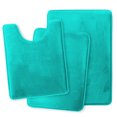 thumbnail image 2 of Set of 3 Clara Clark Bath Mat Bathroom Rug - Absorbent Memory Foam Bath Rugs - Non-Slip, Thick, Cozy Velvet Feel Microfiber Bathrug - Teal - Large 20"x32" - Small 17"x24" - Contour 24"x20", 2 of 6