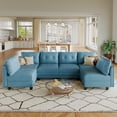thumbnail image 1 of LLappuil Modular Sectional Sofa, 6 Seat Modular Sectional Sofa with Storage, Faux Leather Waterproof Sofa for Living Room, 1 of 8