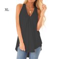 thumbnail image 1 of Chemisier Sans Manches en Chiffon pour Femmes, Col en V, Ample, Noir, TG, 1 of 2