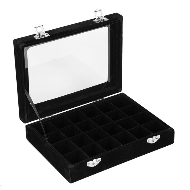 Boîte de Rangement Vide 24 Compartiments pour Décoration d'Ongles Bijoux Bagues Strass Perles - Durable, Pratique, Pratique à Utiliser, Parfait pour Ranger une Variété de Bijoux, Facile à Trouver