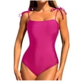 thumbnail image 3 of Sentmoon Bathing Suit Spaghetti Strap Oversized Womens Swimsuits Bikini Ladies' Solid Color Bikini with Lace Up Backless Fashion Swimsuit Delightful for Vacation & Resort Wear S, 3 of 6